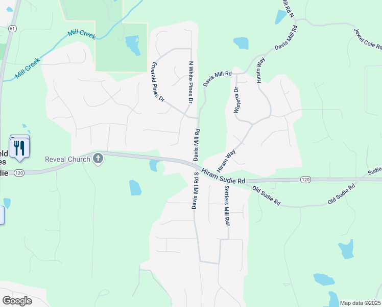 map of restaurants, bars, coffee shops, grocery stores, and more near 2884 Davis Mill Road North in Dallas