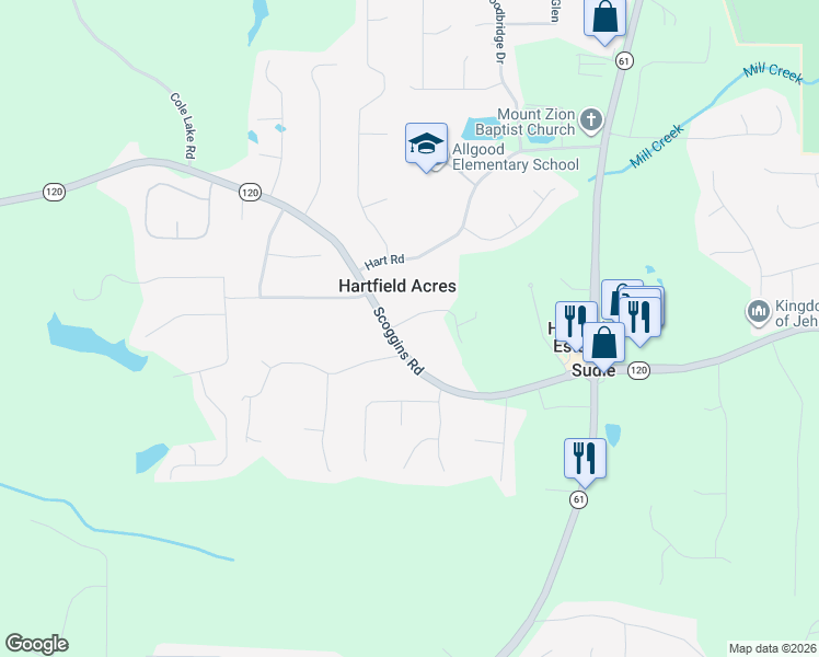 map of restaurants, bars, coffee shops, grocery stores, and more near 24 Hartfield Lane in Dallas