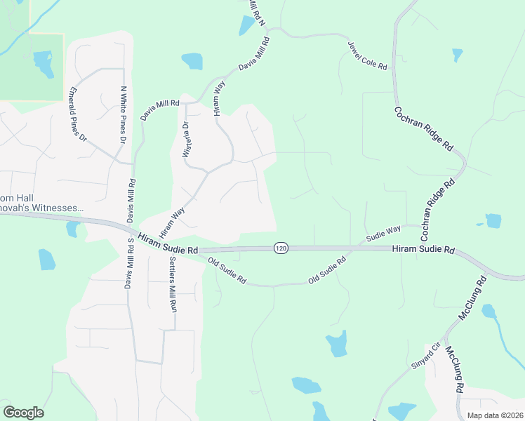 map of restaurants, bars, coffee shops, grocery stores, and more near 168 Prince Lane in Hiram