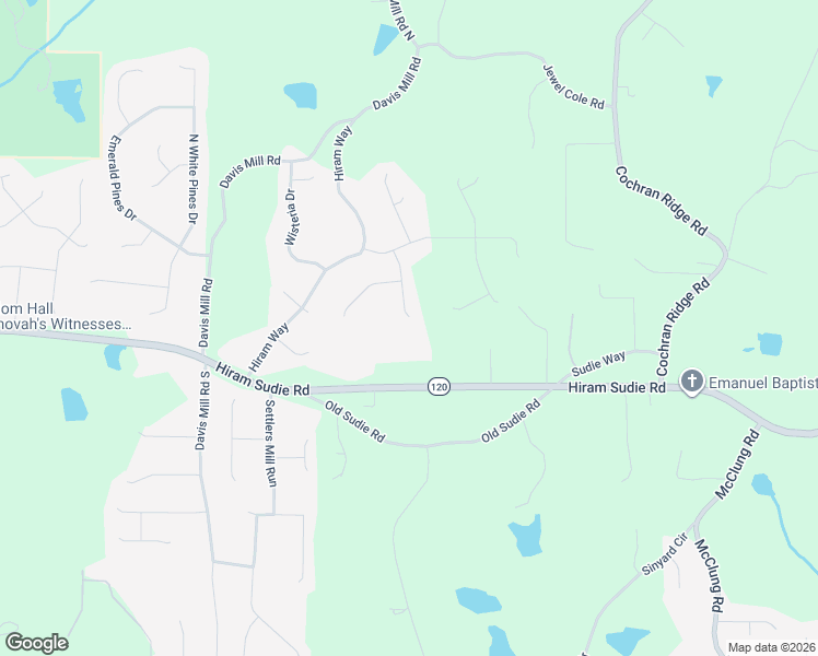 map of restaurants, bars, coffee shops, grocery stores, and more near 168 Prince Ln in Hiram