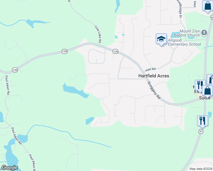 map of restaurants, bars, coffee shops, grocery stores, and more near 58 Paces Lakes Overlook in Dallas