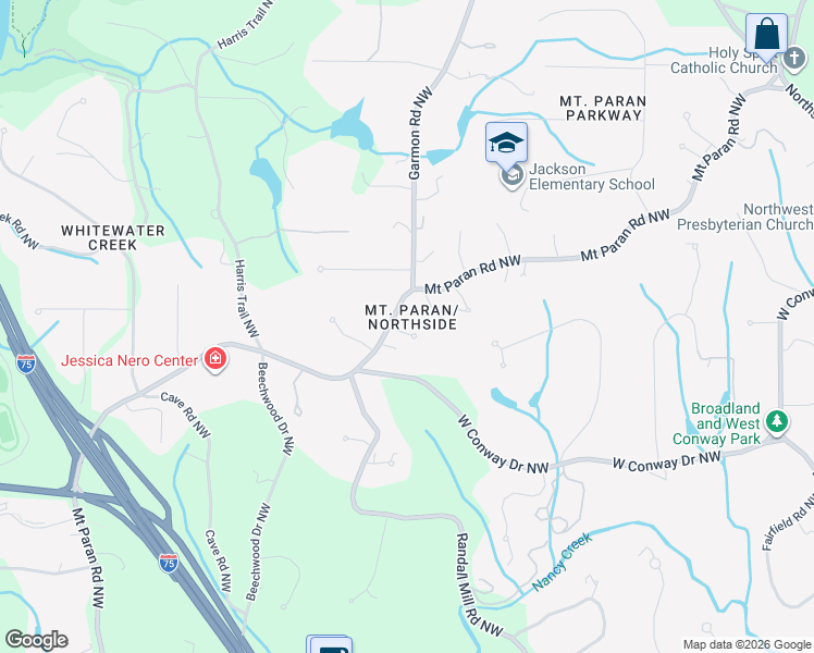 map of restaurants, bars, coffee shops, grocery stores, and more near 1520 Stonegate Way Northwest in Atlanta