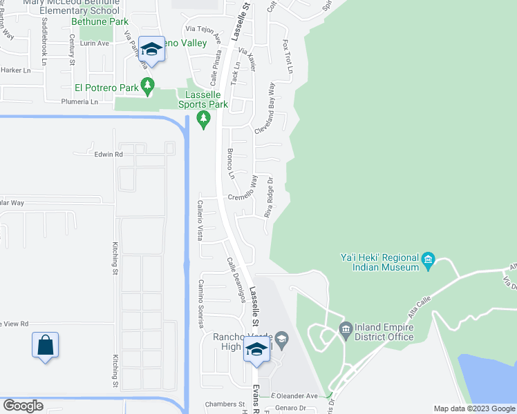 map of restaurants, bars, coffee shops, grocery stores, and more near 17362 Cavalcade Drive in Moreno Valley