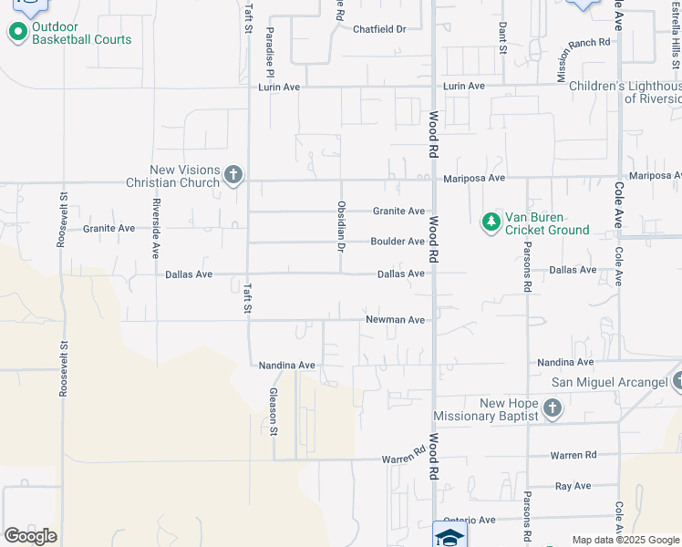 map of restaurants, bars, coffee shops, grocery stores, and more near 18680 Dallas Avenue in Riverside