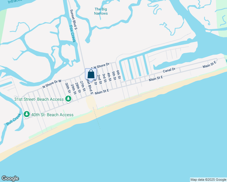 map of restaurants, bars, coffee shops, grocery stores, and more near 402 Main Street East in Sunset Beach