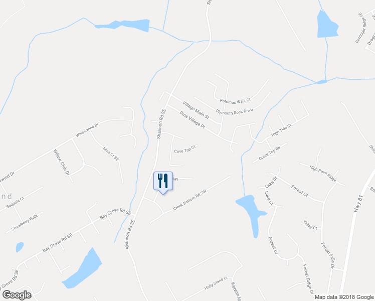 map of restaurants, bars, coffee shops, grocery stores, and more near Cove Top Court in Loganville