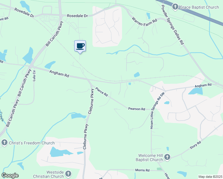 map of restaurants, bars, coffee shops, grocery stores, and more near 54 Jean Court in Hiram