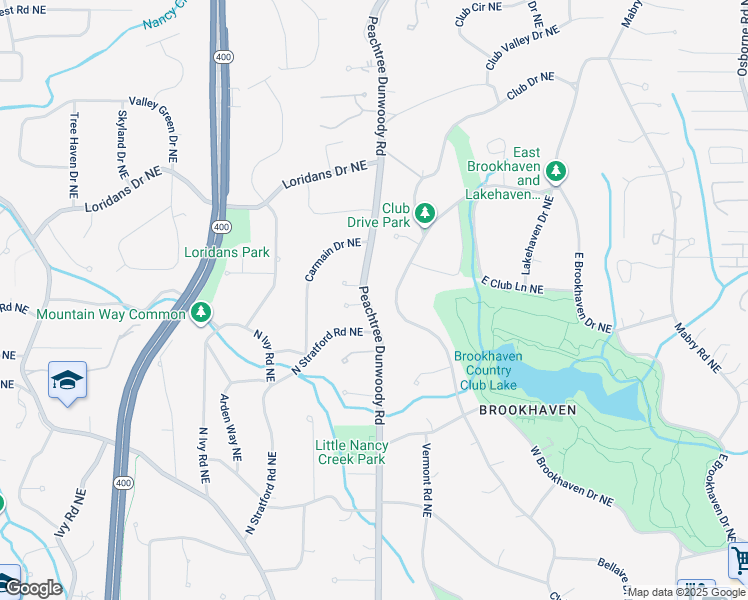 map of restaurants, bars, coffee shops, grocery stores, and more near 4221 Peachtree Dunwoody Road in Atlanta