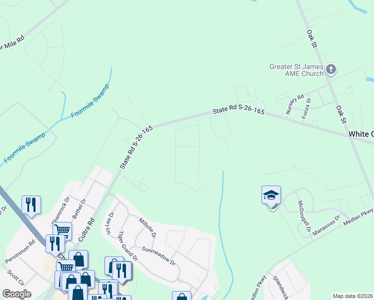 map of restaurants, bars, coffee shops, grocery stores, and more near 3001 Cultra Road in Conway