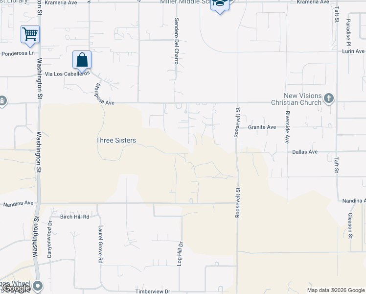 map of restaurants, bars, coffee shops, grocery stores, and more near 17243 Gamble Avenue in Riverside