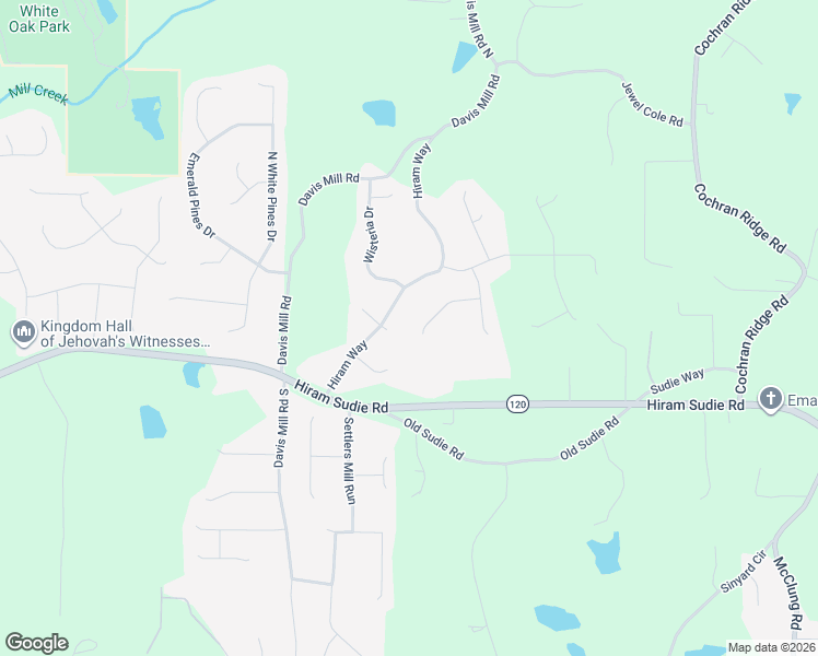 map of restaurants, bars, coffee shops, grocery stores, and more near 164 Prince Court in Hiram