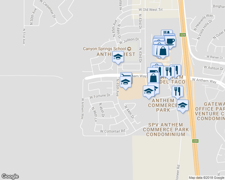 map of restaurants, bars, coffee shops, grocery stores, and more near 42316 North 45th Drive in Phoenix