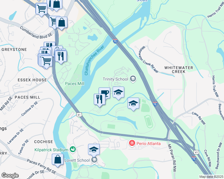 map of restaurants, bars, coffee shops, grocery stores, and more near 4467 Northside Parkway Northwest in Atlanta