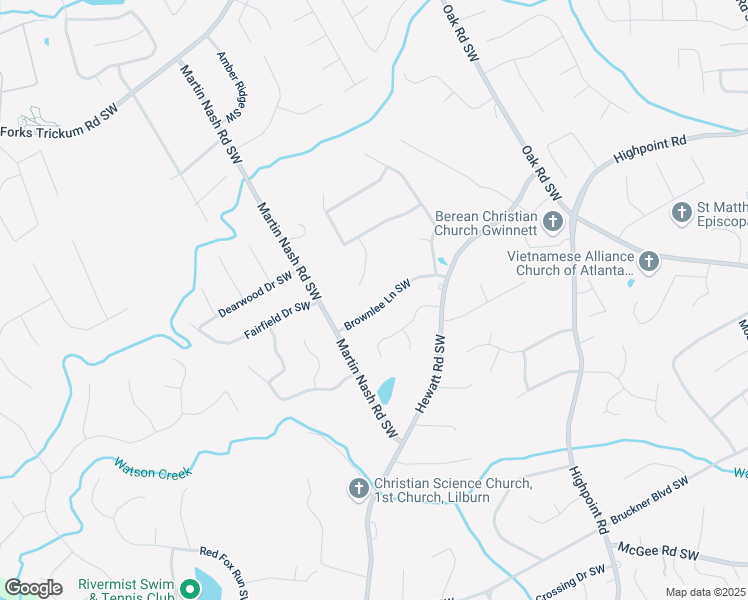 map of restaurants, bars, coffee shops, grocery stores, and more near 1404 Meadow Springs Drive in Lilburn