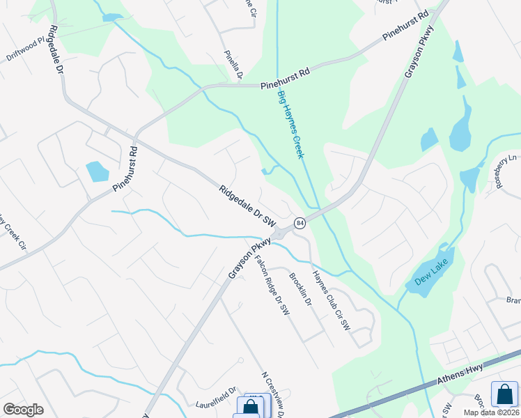map of restaurants, bars, coffee shops, grocery stores, and more near 2545 Turtle Terrace in Grayson
