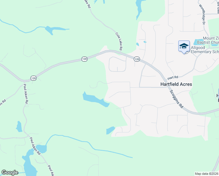 map of restaurants, bars, coffee shops, grocery stores, and more near 275 Paces Lakes Ridge in Dallas