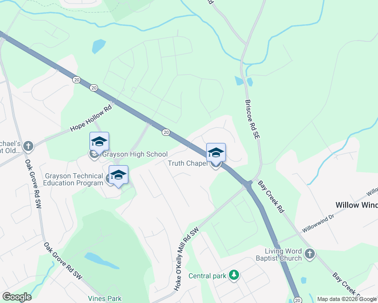 map of restaurants, bars, coffee shops, grocery stores, and more near 140 The Esplanade Way Southwest in Loganville