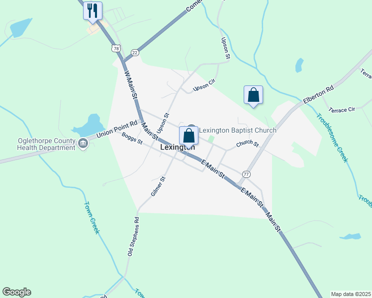 map of restaurants, bars, coffee shops, grocery stores, and more near 106 South Platt Street in Lexington