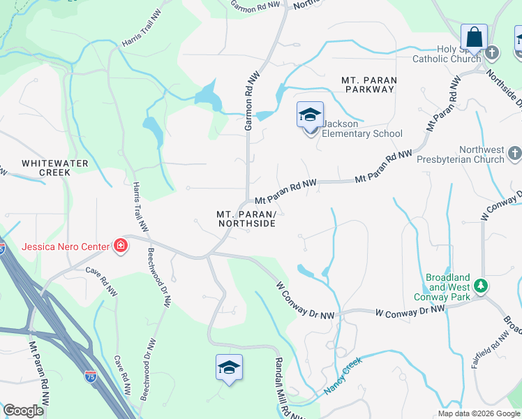 map of restaurants, bars, coffee shops, grocery stores, and more near 1460 Mount Paran Road Northwest in Atlanta