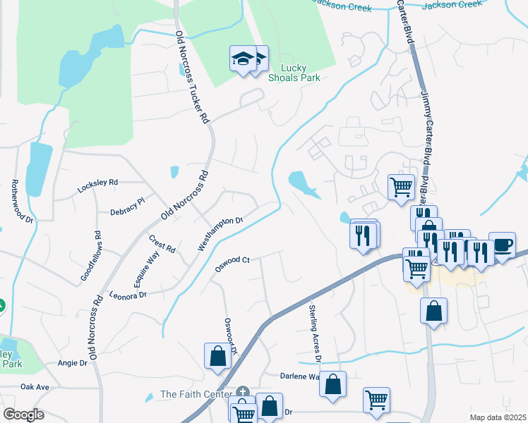 map of restaurants, bars, coffee shops, grocery stores, and more near 4717 Westhampton Drive in Tucker