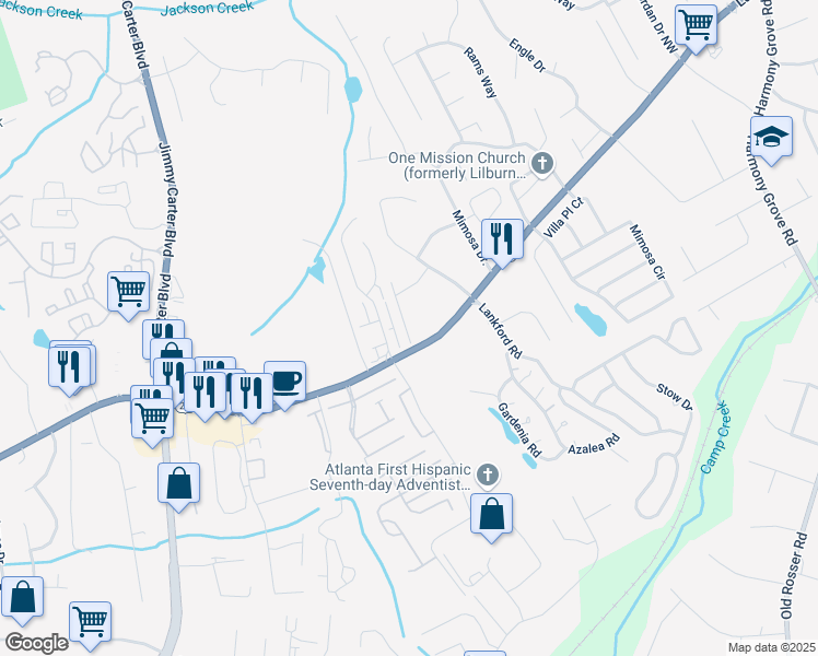 map of restaurants, bars, coffee shops, grocery stores, and more near 137 Staley Drive in Tucker