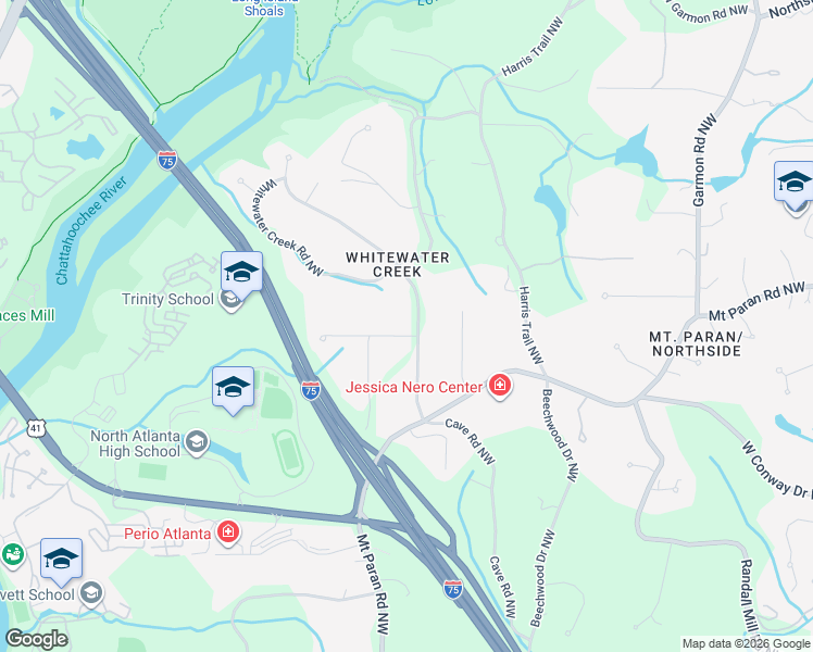 map of restaurants, bars, coffee shops, grocery stores, and more near 4276 Sentinel Post Road Northwest in Atlanta