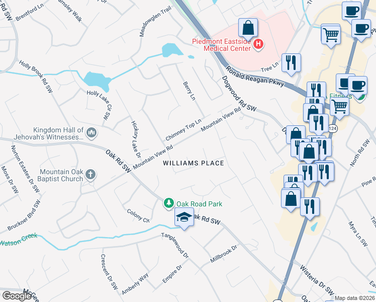 map of restaurants, bars, coffee shops, grocery stores, and more near 1844 Gloucester Ct in Snellville