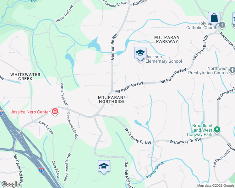 map of restaurants, bars, coffee shops, grocery stores, and more near 1460 Mount Paran Road Northwest in Atlanta