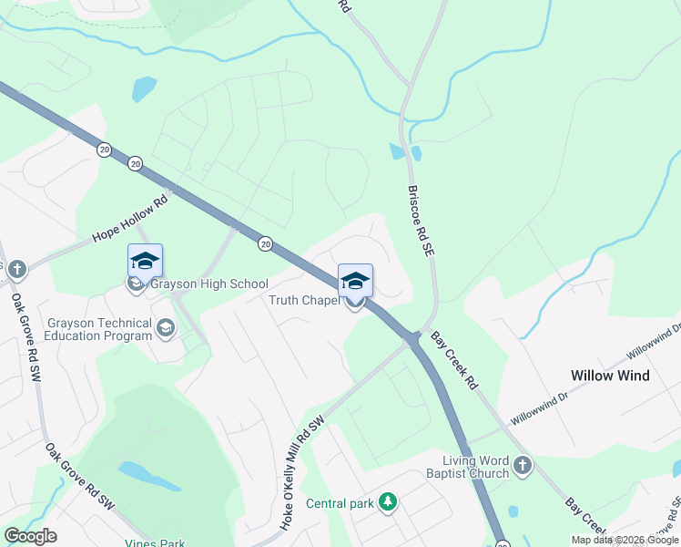 map of restaurants, bars, coffee shops, grocery stores, and more near 3325 Hudson Lane in Loganville