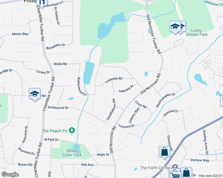 map of restaurants, bars, coffee shops, grocery stores, and more near 2830 Goodfellows Road in Tucker