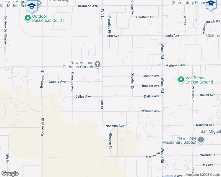 map of restaurants, bars, coffee shops, grocery stores, and more near 18603 Boulder Avenue in Riverside