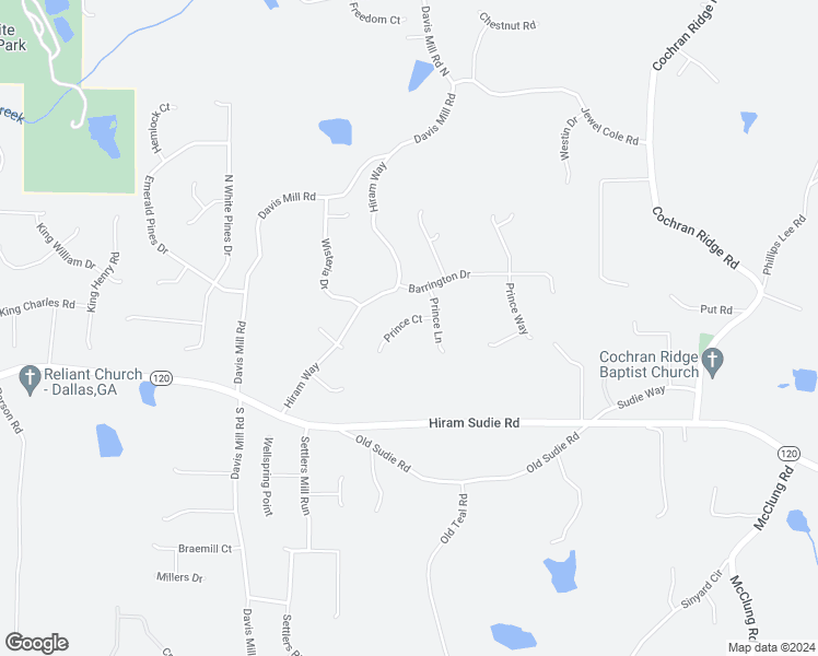 map of restaurants, bars, coffee shops, grocery stores, and more near 71 Prince Court in Hiram