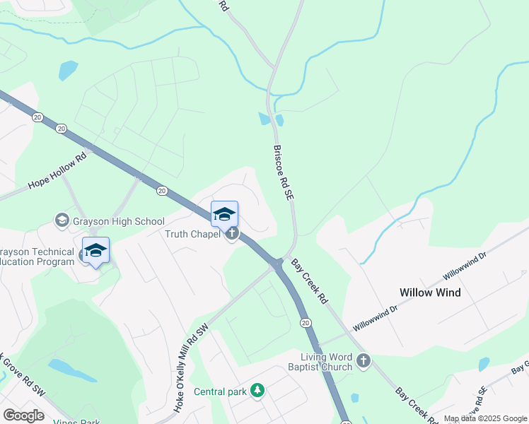 map of restaurants, bars, coffee shops, grocery stores, and more near 300 The Esplanade Way Southwest in Loganville