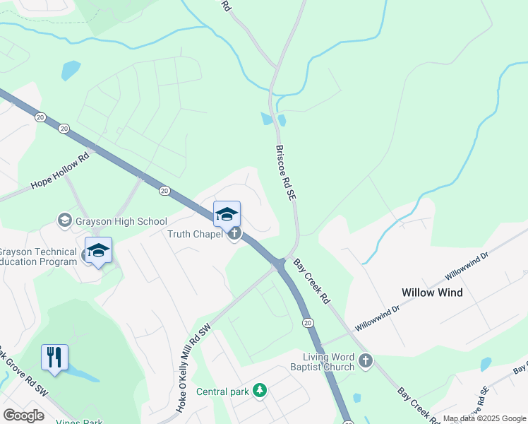 map of restaurants, bars, coffee shops, grocery stores, and more near 300 The Esplanade Way Southeast in Loganville
