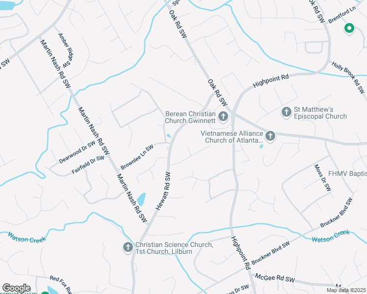 map of restaurants, bars, coffee shops, grocery stores, and more near 1460 Falconhurst Court Southwest in Lilburn