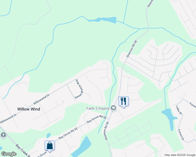 map of restaurants, bars, coffee shops, grocery stores, and more near 602 Aya Circle Southeast in Loganville