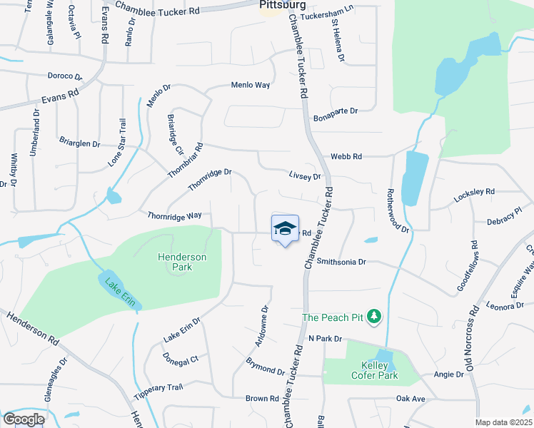 map of restaurants, bars, coffee shops, grocery stores, and more near 2824 Livsey Woods Drive in Tucker