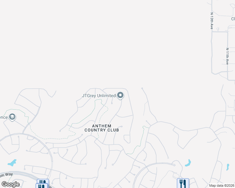 map of restaurants, bars, coffee shops, grocery stores, and more near 1958 West Legends Way in New River