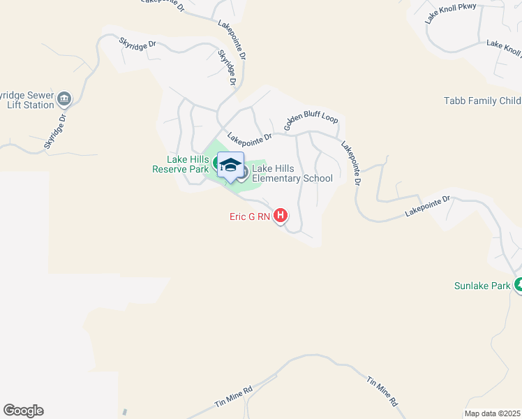 map of restaurants, bars, coffee shops, grocery stores, and more near 16423 Village Meadow Drive in Riverside