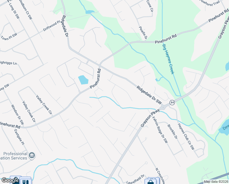 map of restaurants, bars, coffee shops, grocery stores, and more near 1710 Gleneden Court Southwest in Grayson