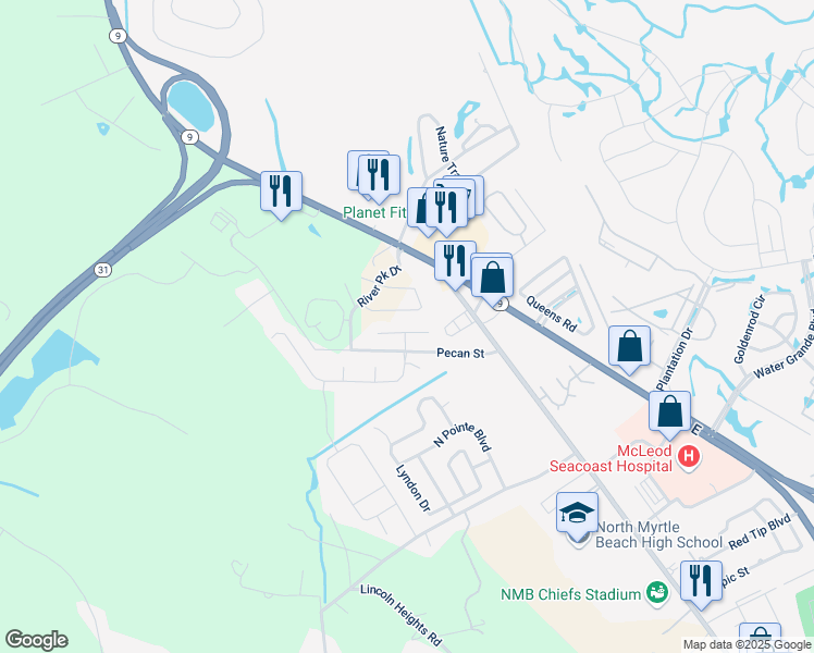 map of restaurants, bars, coffee shops, grocery stores, and more near 230 Rolling Woods Ct in Little River