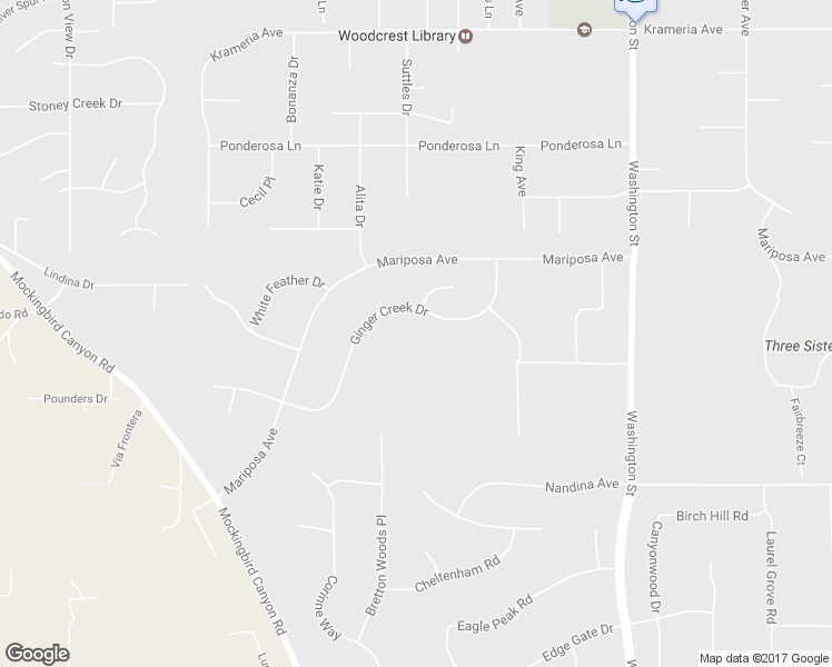 map of restaurants, bars, coffee shops, grocery stores, and more near 16519 Ginger Creek Drive in Riverside