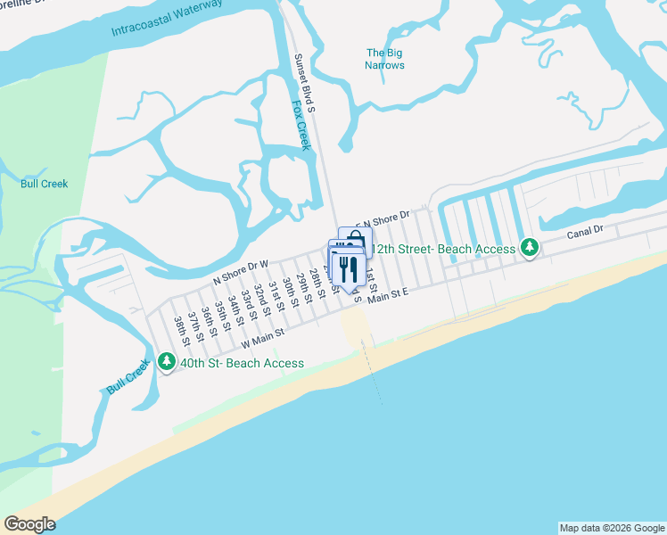 map of restaurants, bars, coffee shops, grocery stores, and more near 415 27th Street in Sunset Beach