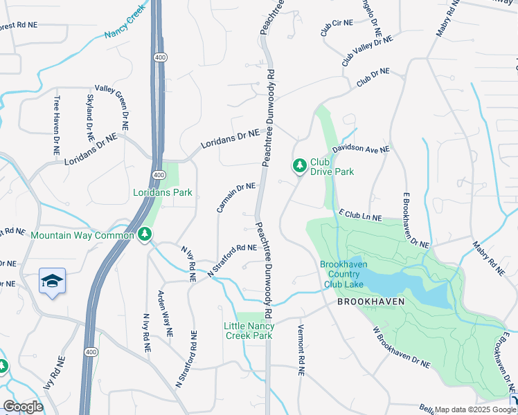 map of restaurants, bars, coffee shops, grocery stores, and more near 4221 Peachtree Dunwoody Road in Atlanta