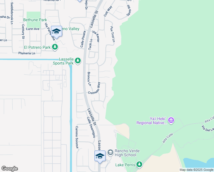map of restaurants, bars, coffee shops, grocery stores, and more near 17288 Riva Ridge Drive in Moreno Valley