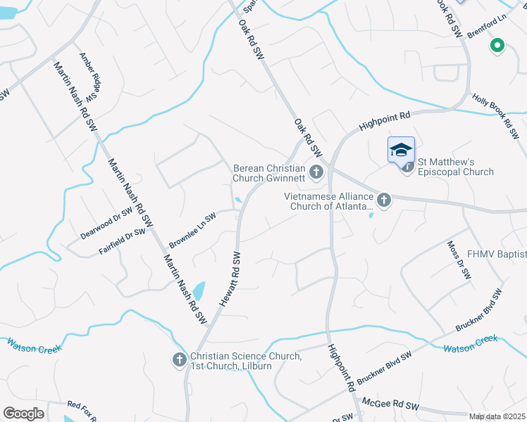 map of restaurants, bars, coffee shops, grocery stores, and more near 1460 Falconhurst Court Southwest in Lilburn