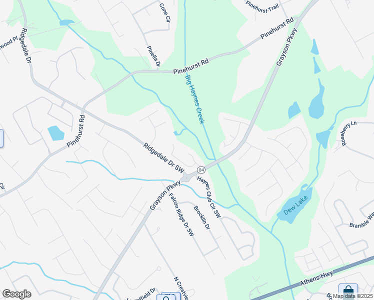 map of restaurants, bars, coffee shops, grocery stores, and more near 2510 Sea Turtle Lane Southwest in Grayson