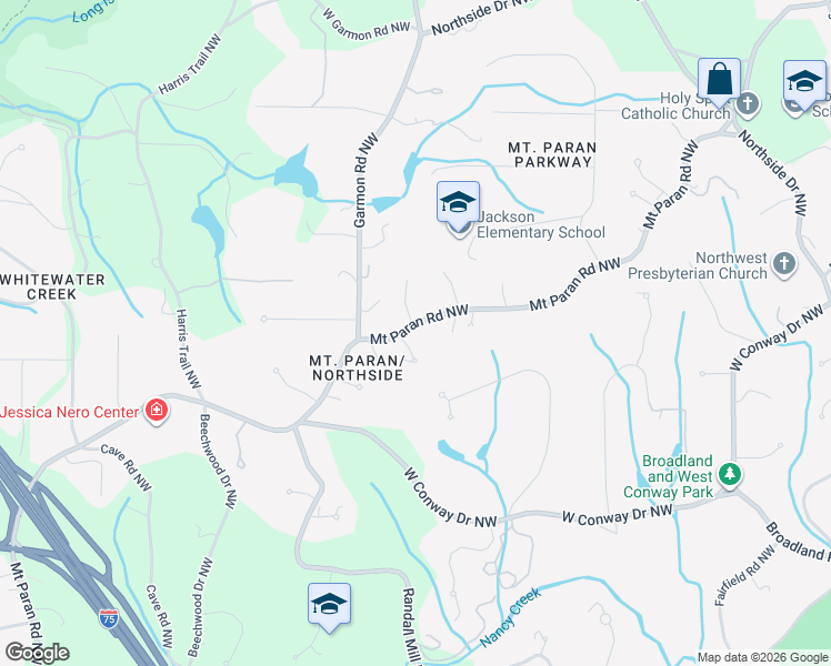 map of restaurants, bars, coffee shops, grocery stores, and more near 4201 Regency Ct NW in Atlanta