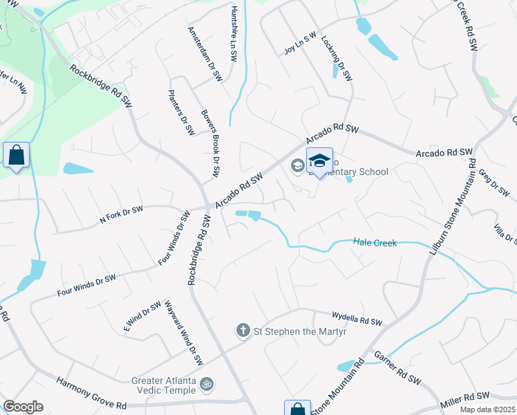 map of restaurants, bars, coffee shops, grocery stores, and more near 5190 Sunset Maple Trail in Lilburn