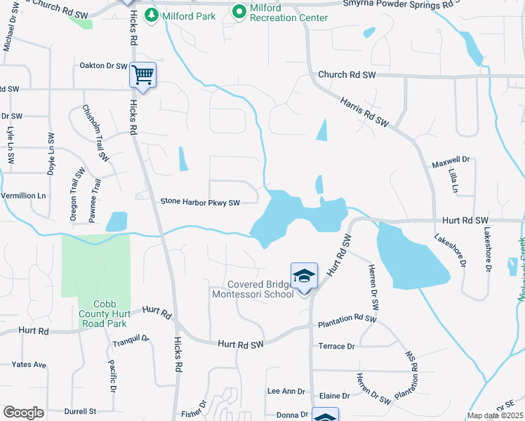 map of restaurants, bars, coffee shops, grocery stores, and more near 635 Stone Harbor Parkway Southwest in Marietta